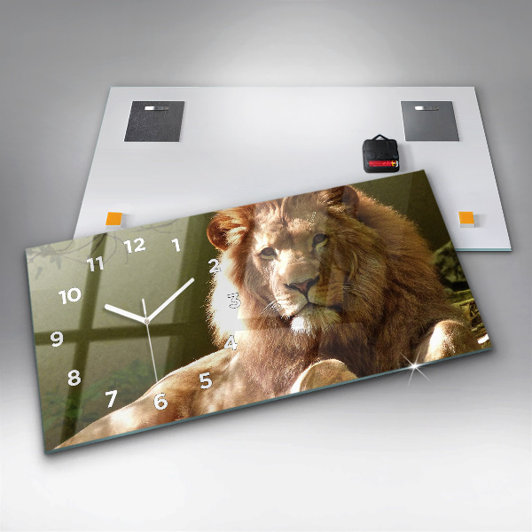Horizontal wall clock Portrait of a Lion