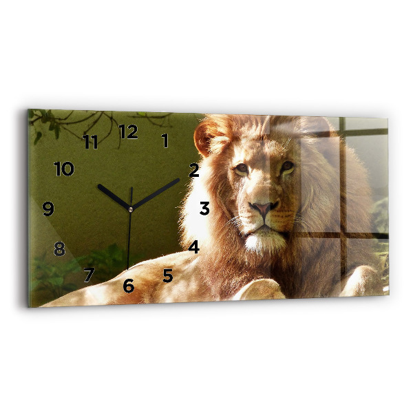Horizontal wall clock Portrait of a Lion