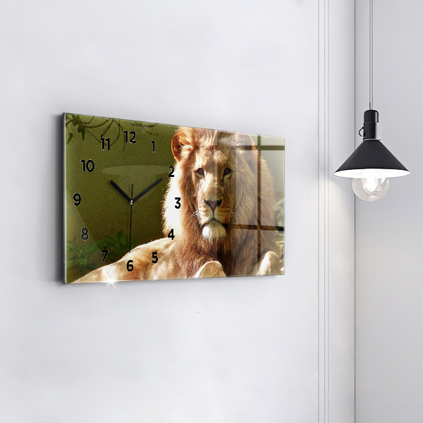 Horizontal wall clock Portrait of a Lion