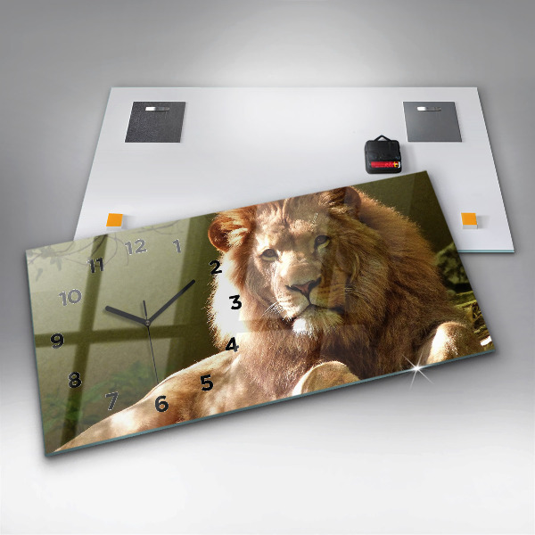 Horizontal wall clock Portrait of a Lion