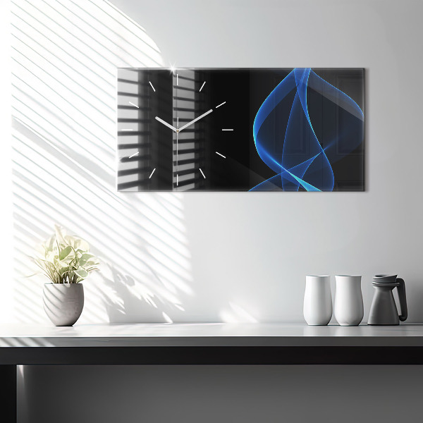 Horizontal wall clock Blue lines