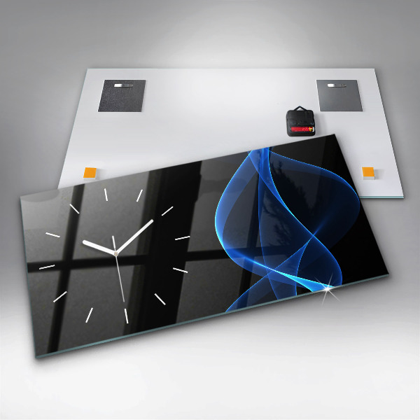 Horizontal wall clock Blue lines