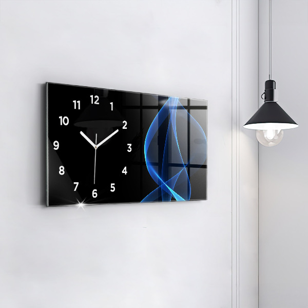 Horizontal wall clock Blue lines