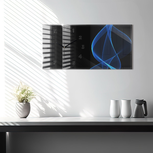 Horizontal wall clock Blue lines