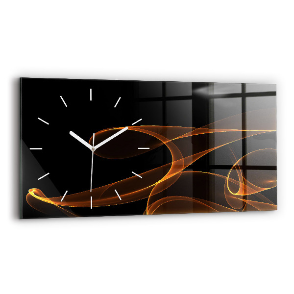 Horizontal wall clock Orange lines