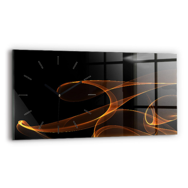 Horizontal wall clock Orange lines
