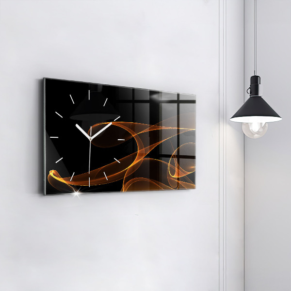 Horizontal wall clock Orange lines