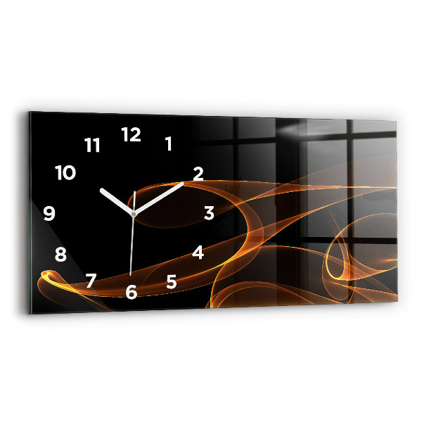 Horizontal wall clock Orange lines