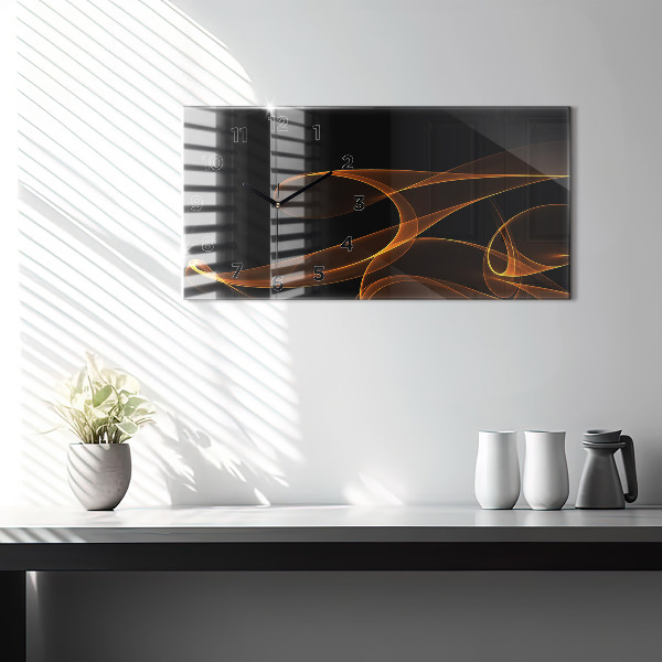 Horizontal wall clock Orange lines