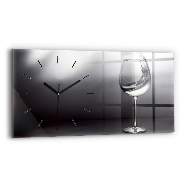 Horizontal wall clock Glass of wine