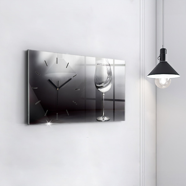 Horizontal wall clock Glass of wine