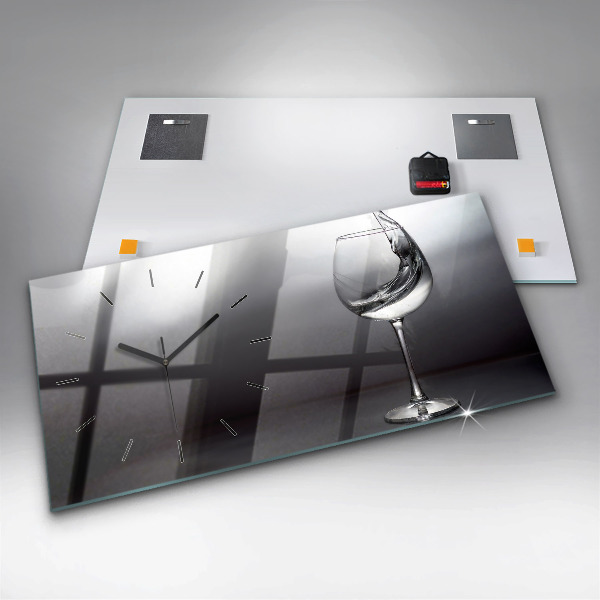 Horizontal wall clock Glass of wine