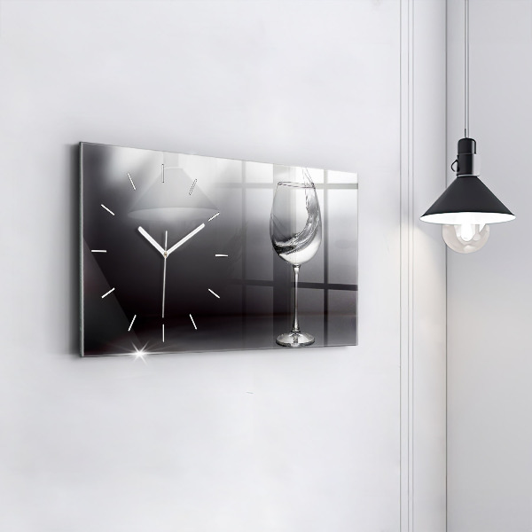 Horizontal wall clock Glass of wine