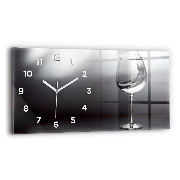 Horizontal wall clock Glass of wine