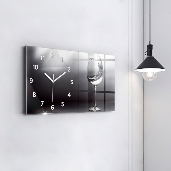 Horizontal wall clock Glass of wine