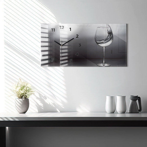 Horizontal wall clock Glass of wine