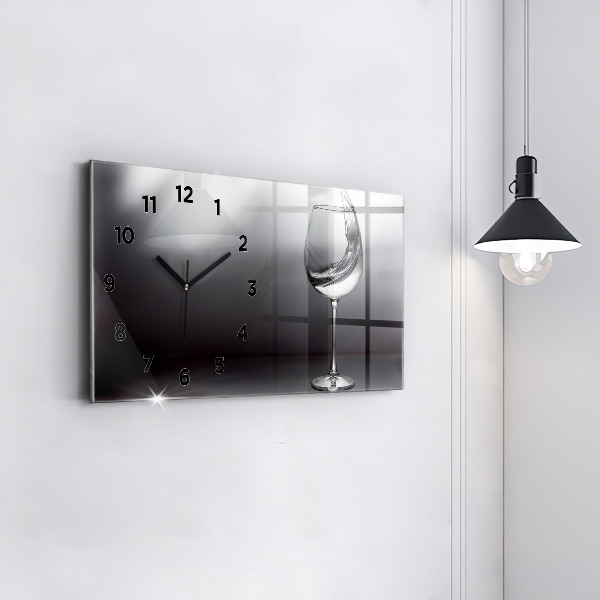 Horizontal wall clock Glass of wine
