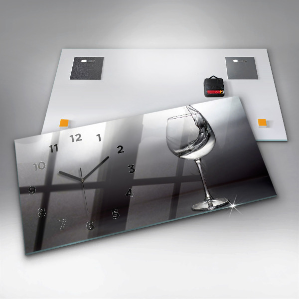 Horizontal wall clock Glass of wine