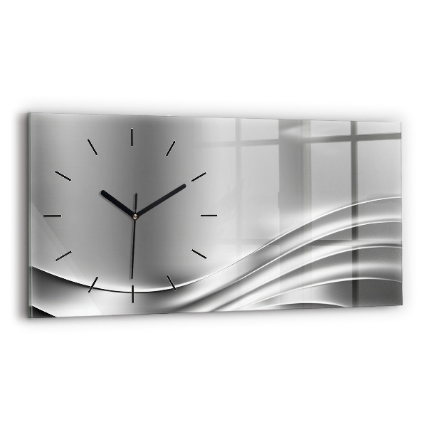 Horizontal wall clock Silver abstraction
