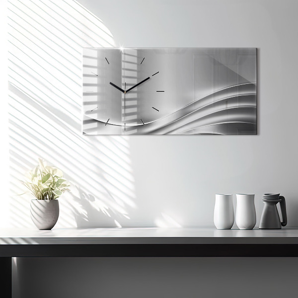 Horizontal wall clock Silver abstraction
