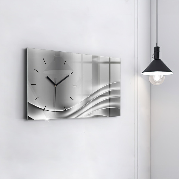 Horizontal wall clock Silver abstraction