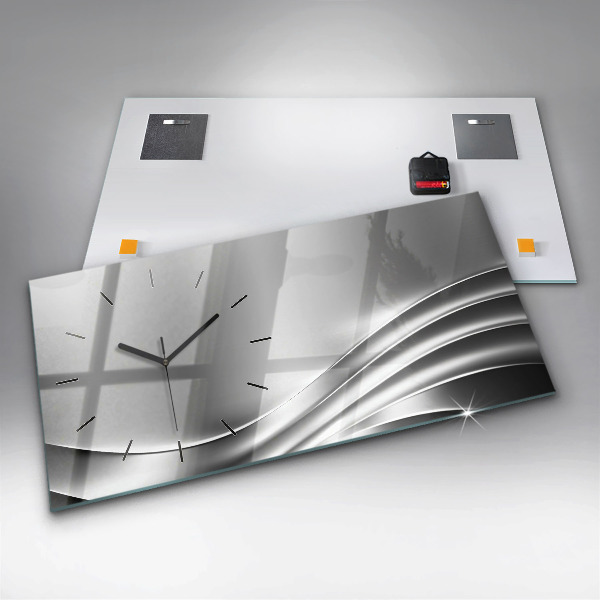 Horizontal wall clock Silver abstraction
