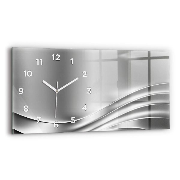 Horizontal wall clock Silver abstraction