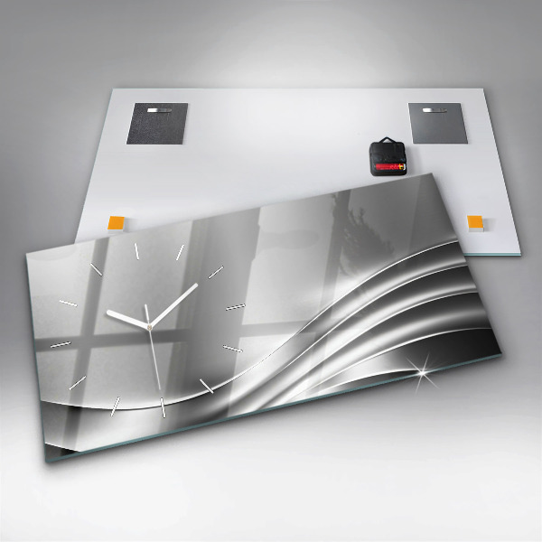 Horizontal wall clock Silver abstraction
