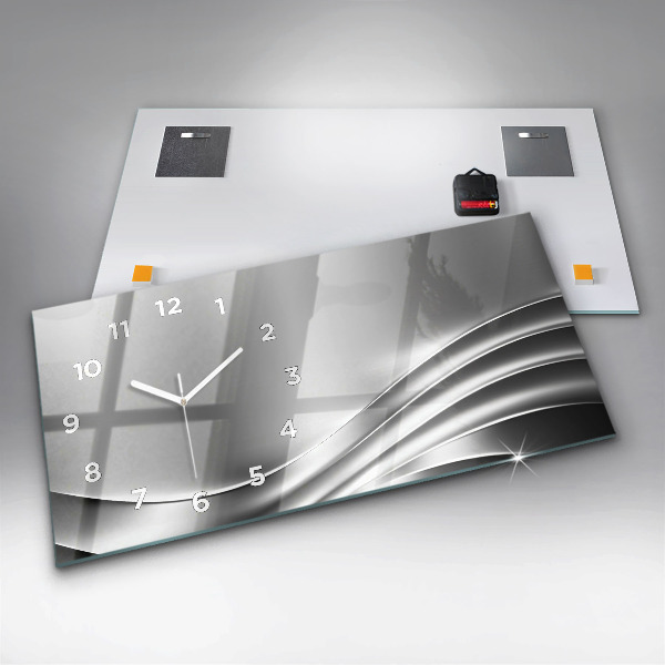 Horizontal wall clock Silver abstraction