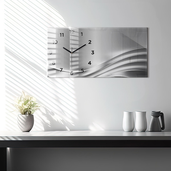 Horizontal wall clock Silver abstraction