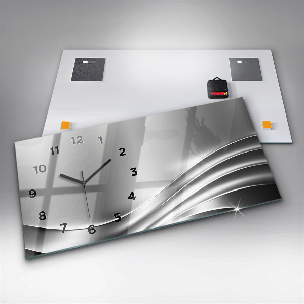 Horizontal wall clock Silver abstraction