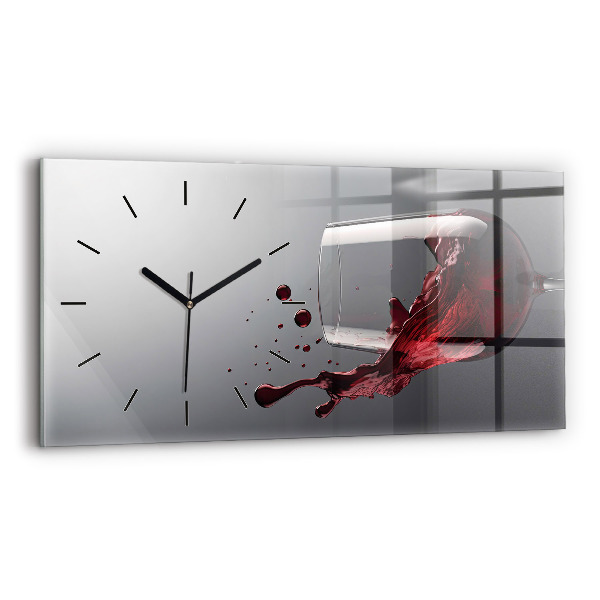 Horizontal wall clock A glass of red wine