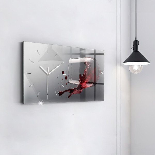 Horizontal wall clock A glass of red wine