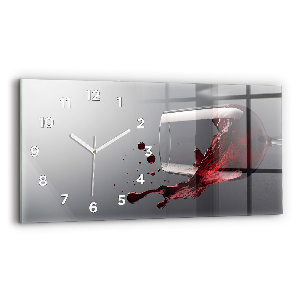 Horizontal wall clock A glass of red wine