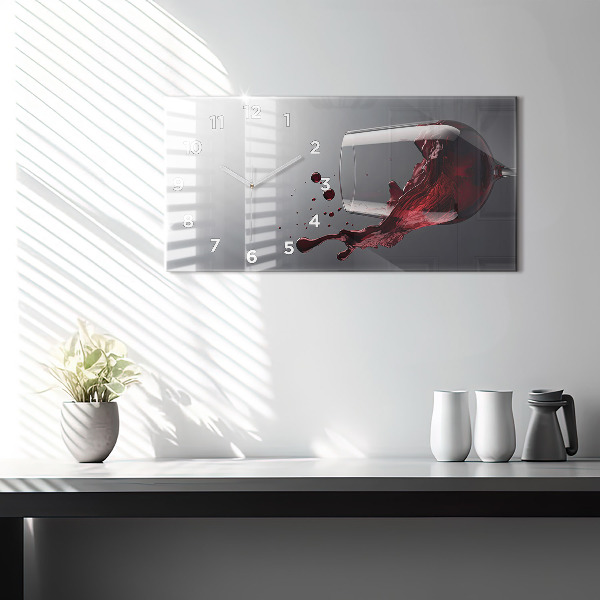 Horizontal wall clock A glass of red wine