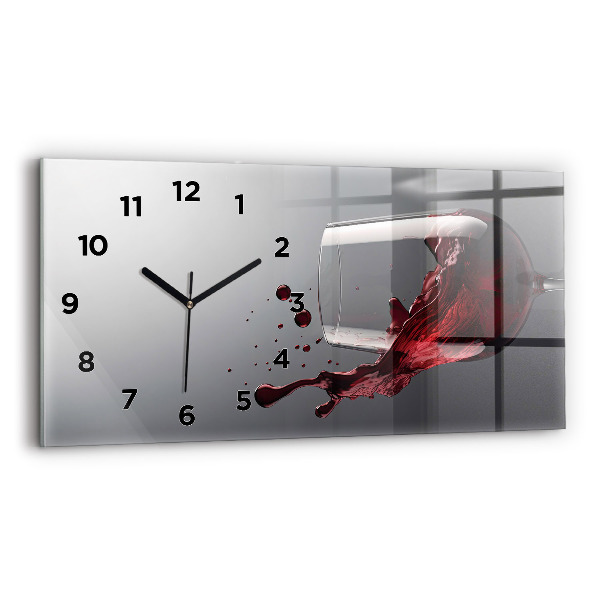 Horizontal wall clock A glass of red wine