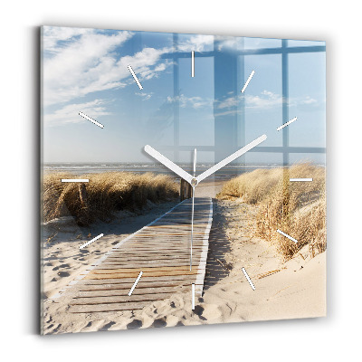 Square wall clock View of the beach