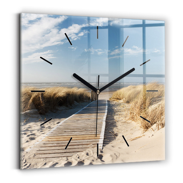 Square wall clock View of the beach