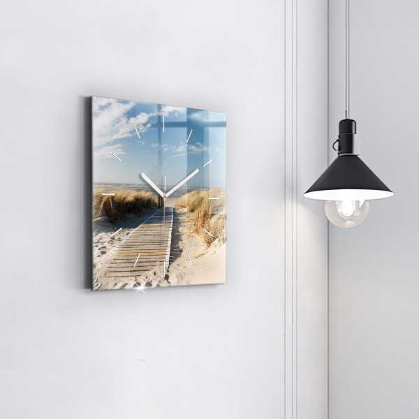 Square wall clock View of the beach