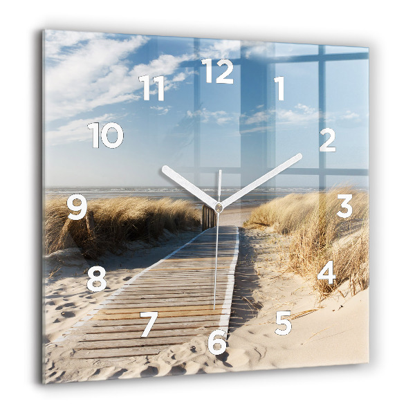 Square wall clock View of the beach