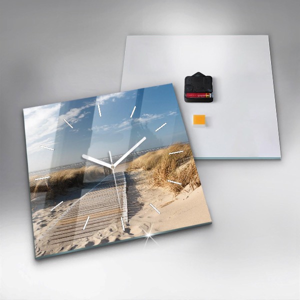 Square wall clock View of the beach