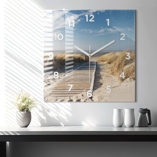 Square wall clock View of the beach