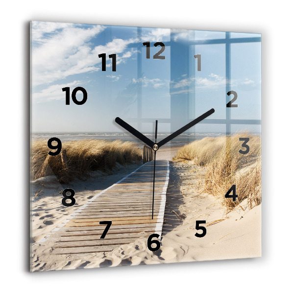 Square wall clock View of the beach