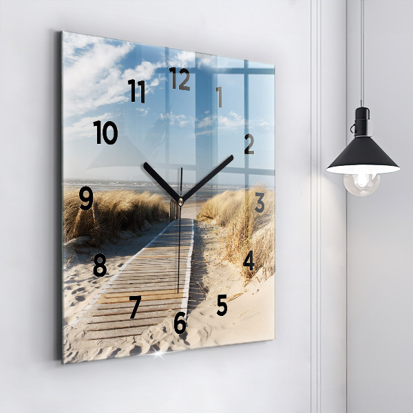 Square wall clock View of the beach