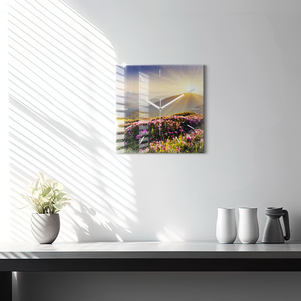 Square wall clock Mountain landscape