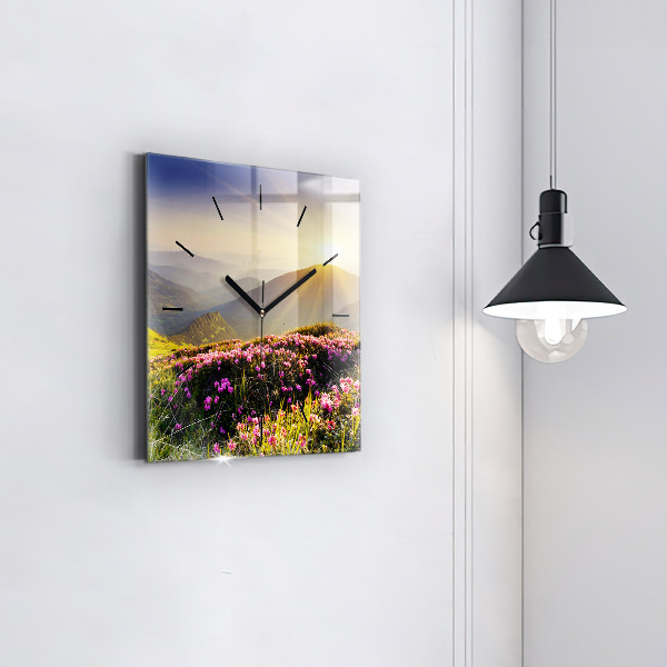 Square wall clock Mountain landscape