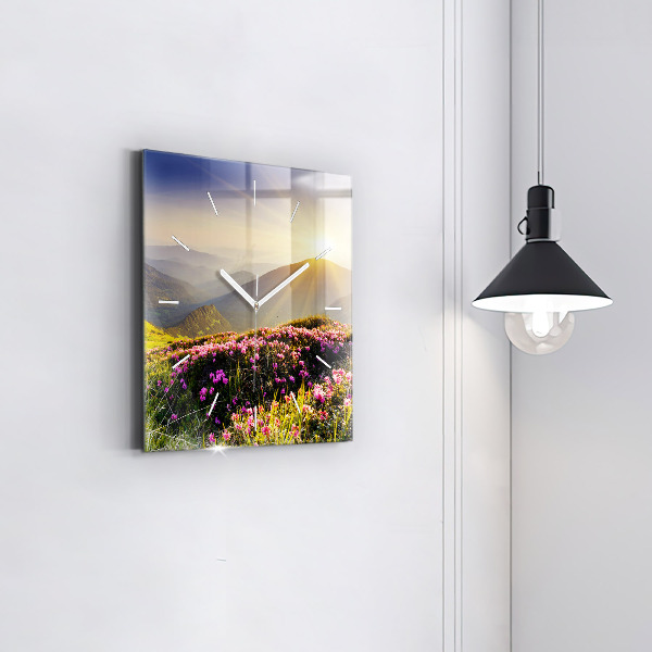 Square wall clock Mountain landscape