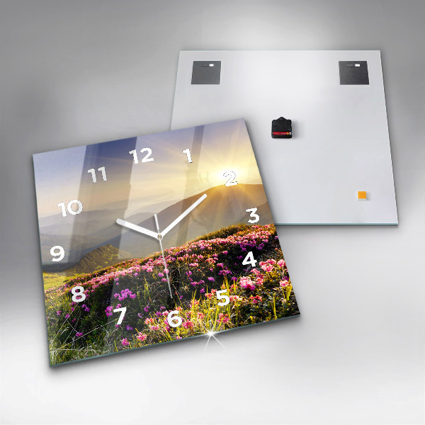 Square wall clock Mountain landscape