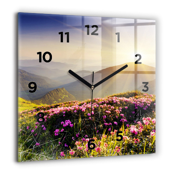 Square wall clock Mountain landscape