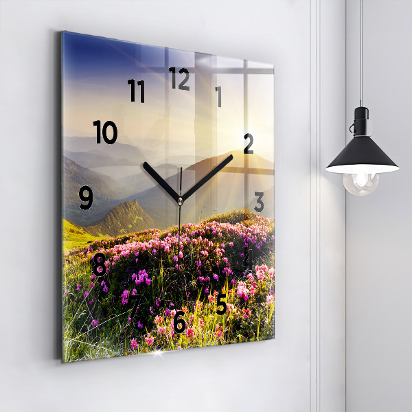 Square wall clock Mountain landscape